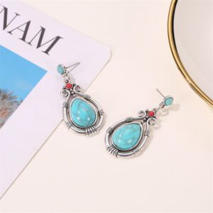 Boucles d'oreille turquoise vintage – Image 3
