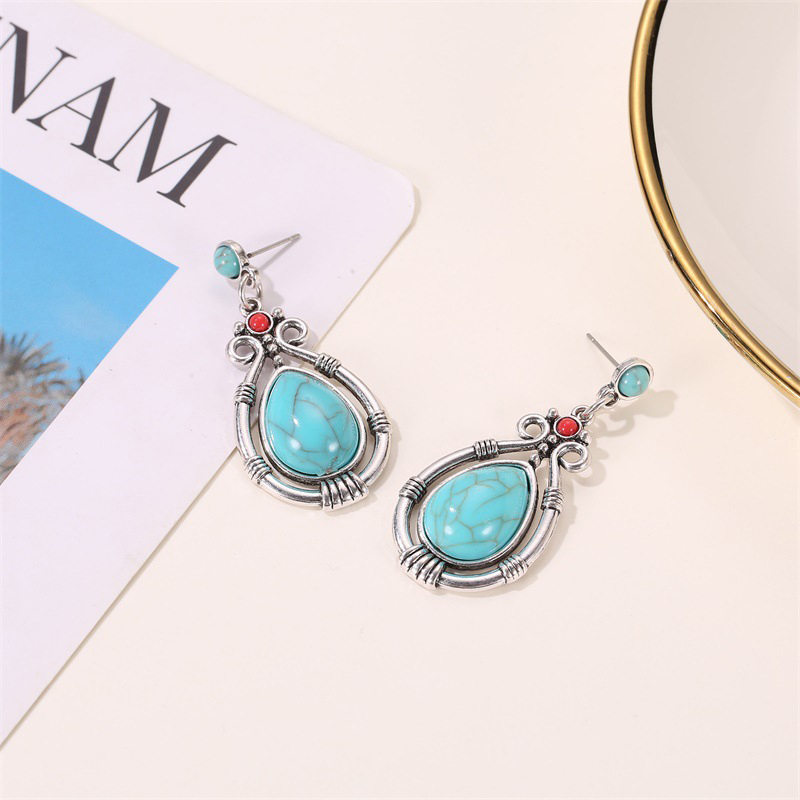 Boucles d'oreille turquoise vintage – Image 3
