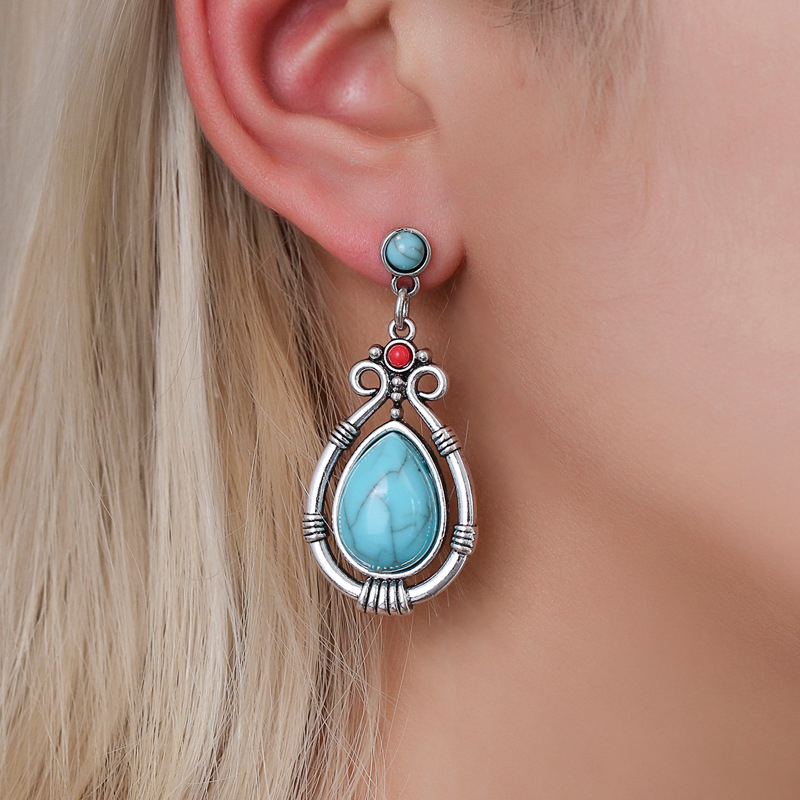 Boucles d'oreille turquoise vintage – Image 2