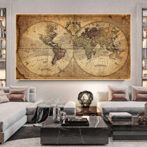 Carte du monde murale vintage