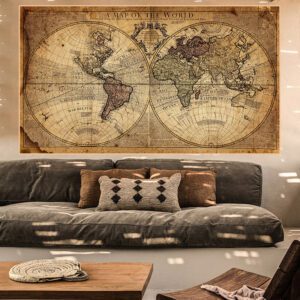 Carte du monde murale vintage – Image 2