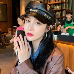 Casquette gavroche femme simili cuir