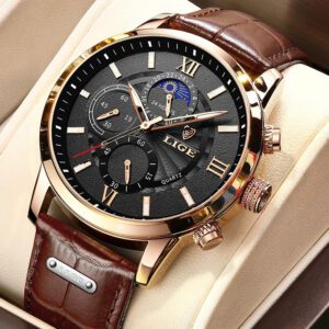 Montre homme cuir marron vintage – Image 2