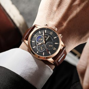 Montre homme cuir marron vintage – Image 3
