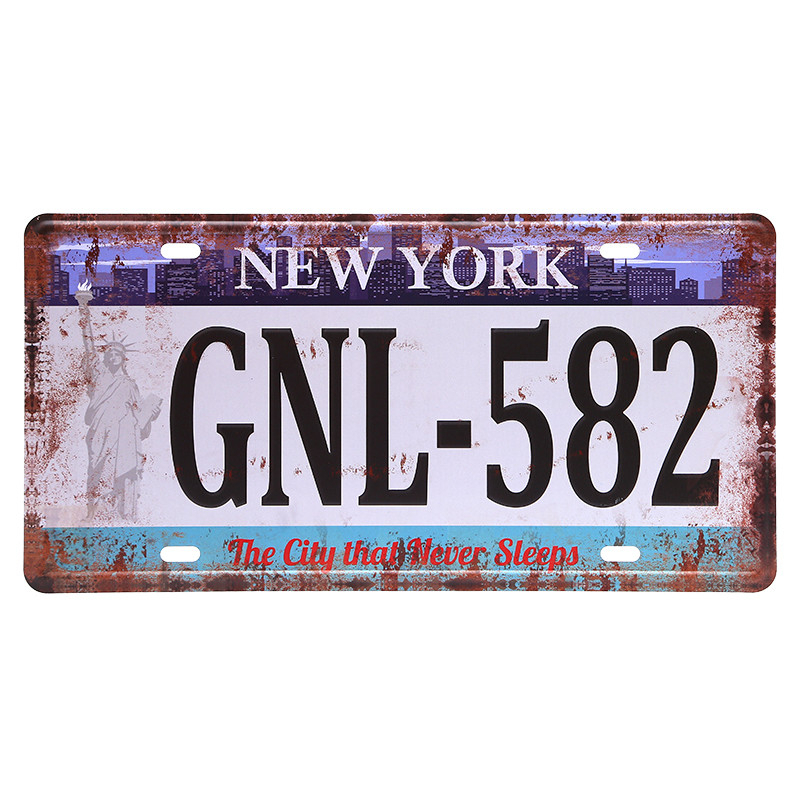 Plaque metal new york vintage