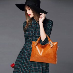 Sac à main cuir camel vintage – Image 2