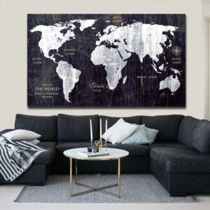 Carte du monde vintage noir et blanc – Image 3