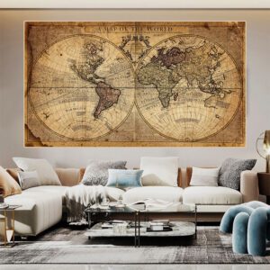 Carte du monde murale vintage – Image 3
