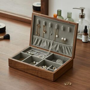 Boite à bijoux en bois avec rangement