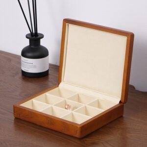 Boite à bijoux en bois intérieur rembourré beige – Image 2