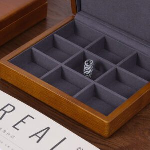 Boite à bijoux en bois intérieur rembourré gris – Image 2