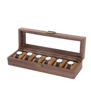 Boite à montre en bois à 6 places