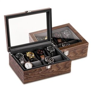 Boite à montre en bois couvercle transparent