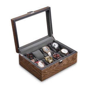 Boite à montre en bois couvercle transparent – Image 2