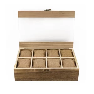 Boite à montre en bois présentoir de 8 fentes – Image 4
