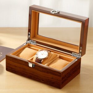 Boite à montre en bois rectangulaire marron