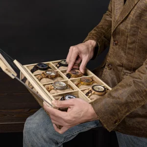 Boite à montre en bois présentoir de 8 fentes – Image 3
