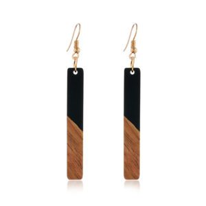 Boucle d'oreille en bois résine noir