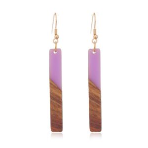 Boucle d'oreille en bois résine violet