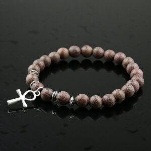 Bracelet en bois Ankh argenté – Image 2