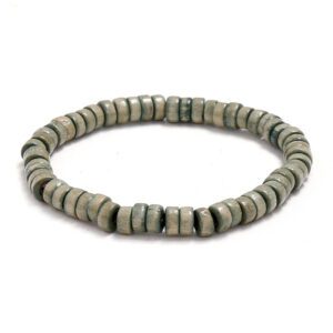 Bracelet en bois élastique vert – Image 3