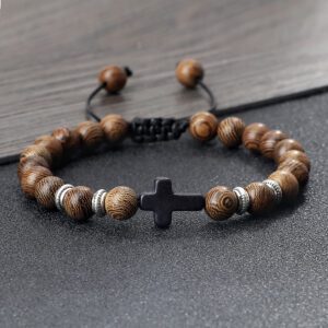 Bracelet en bois croix de Jésus