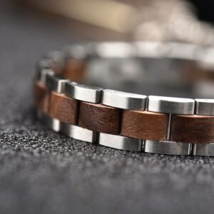 Bracelet en bois et acier pour homme