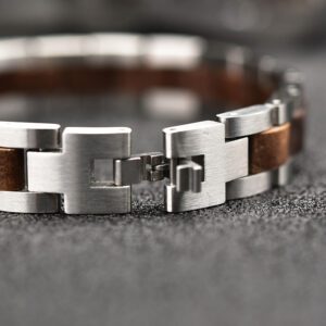 Bracelet en bois et acier pour homme – Image 2