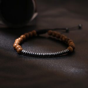 Bracelet en bois et hématite