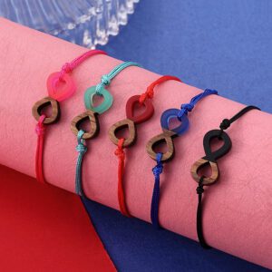 Bracelet en bois femme infini rose – Image 2