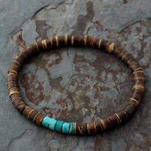 Bracelet en bois turquoise – Image 2