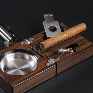 Cendrier en bois coupe-cigare pliable – Image 3