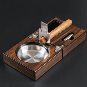 Cendrier en bois coupe-cigare pliable
