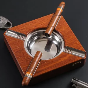 Cendrier en bois massif argent