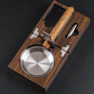 Cendrier en bois coupe-cigare pliable – Image 2