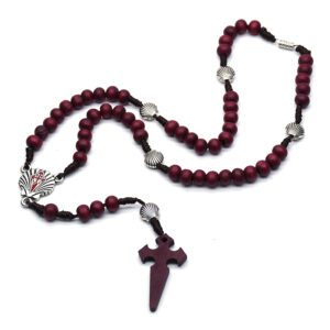 Collier en bois coquillage marron – Image 2