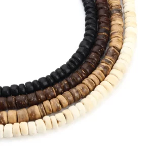 Collier en bois perles rondes noir – Image 3