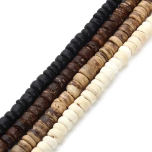 Collier en bois perles rondes noir – Image 2