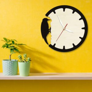 Horloge en bois corbeau – Image 2