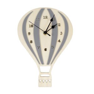 Horloge en bois ballon à air chaud gris – Image 2