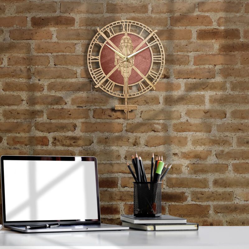 Horloge en bois hélicoptère de sauvetage