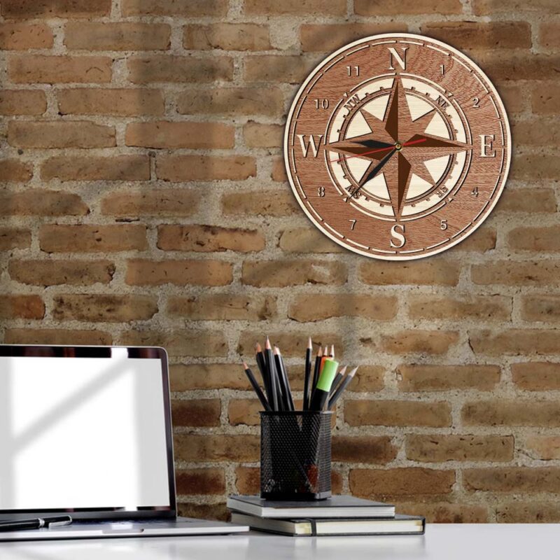 Horloge en bois rose des vents – Image 2