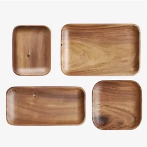 Lot d’Assiettes en Bois d’Acacia (set de 4)