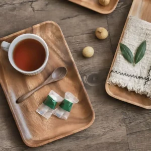 Lot d’Assiettes en Bois d’Acacia (set de 4) – Image 2