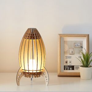 Luminaire en bois fusée spatiale – Image 3