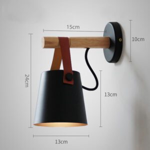 Luminaire en bois mural noir – Image 3