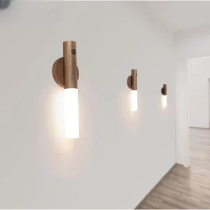 Luminaire en bois foncé détecteur de mouvement