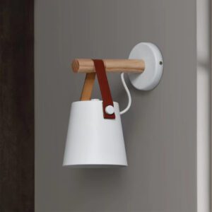 Luminaire en bois mural blanc – Image 2