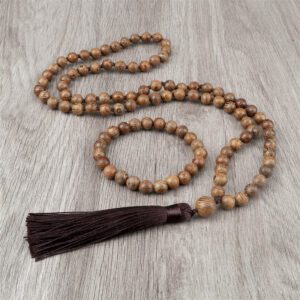Collier en bois de Méditation avec bracelet – Image 3