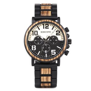 Montre en bois automatique noir – Image 3